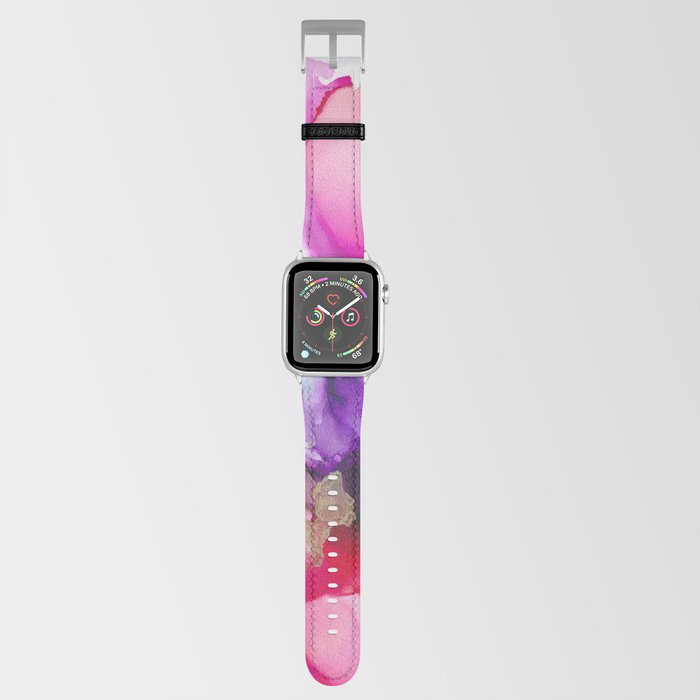 Alcohol Ink Pink and Gold Abstract Apple Watch Band