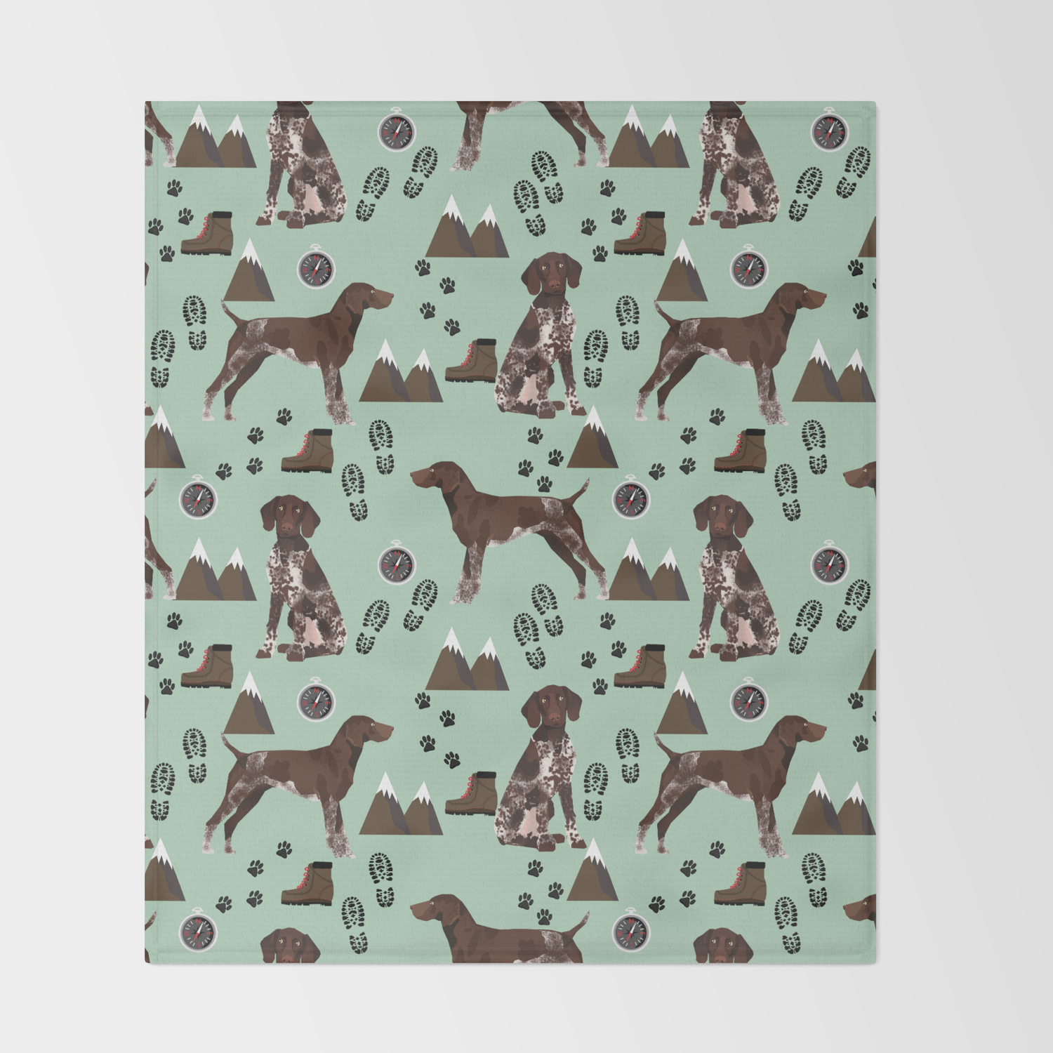 German Shorthair Pointer Mountain Hiking Hiker Outdoors Camping Dog Breed Throw Blanket By Petfriendly Society6