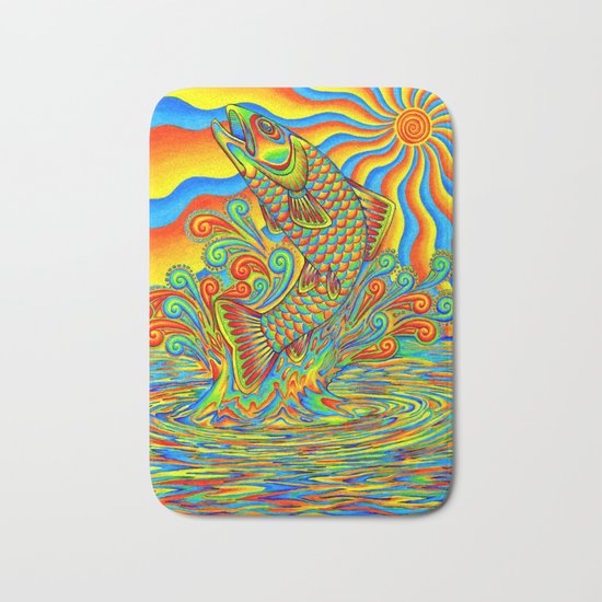 Psychedelic Rainbow Trout Bath Mat