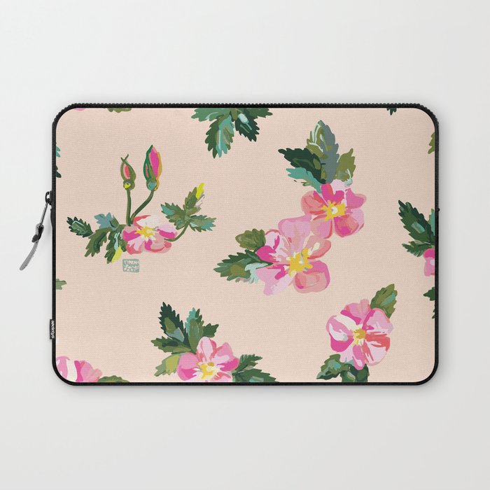 Pink Roses Wildflower Art Laptop Sleeve