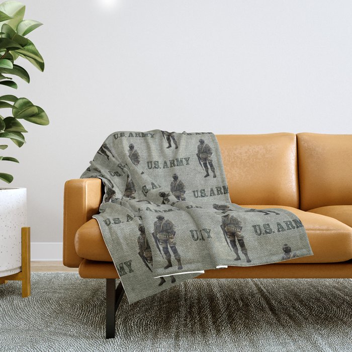 US Army Green Soldier Throw Blanket
