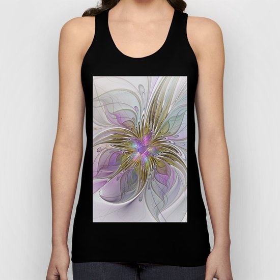 Flourish, Abstract Fractal Art Flower Unisex Tank Top