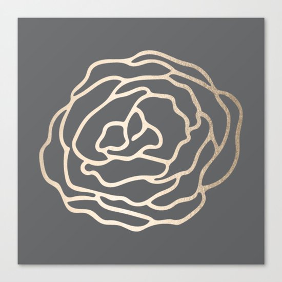 Rose White Gold Sands on Storm Gray Canvas Print