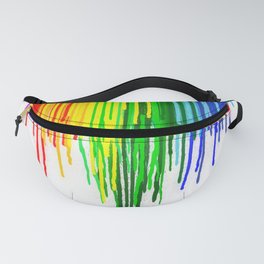 Rainbow Paint Drops on White Fanny Pack