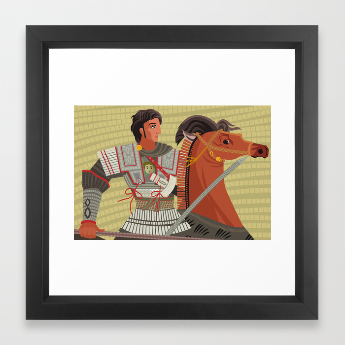 Alexander The Great Mosaic Riding A Horse Framed Art Print By