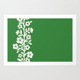 Flower silhouettes on green Art Print