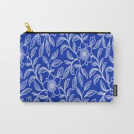 Vintage Lace Floral Sapphire Blue Carry-All Pouch