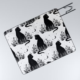 Night Garden Cat Picnic Blanket