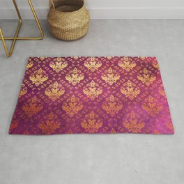 Antique Rose and Gold Pattern Print Rug