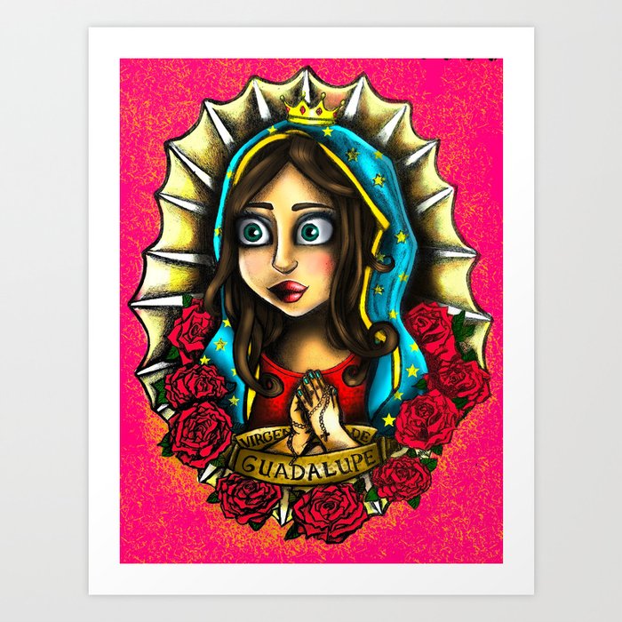 Lady Of Guadalupe (Virgen de Guadalupe) PINK VERSION Art Print