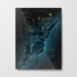 Infographic Variant - Voyager and the Golden Record - Space | Science | Sagan Metal Print