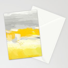 Grey and Yellow Abstract Art Painting Stationery Card