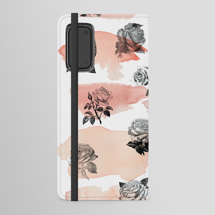 Watercolor Vintage Roses Pattern Android Wallet Case