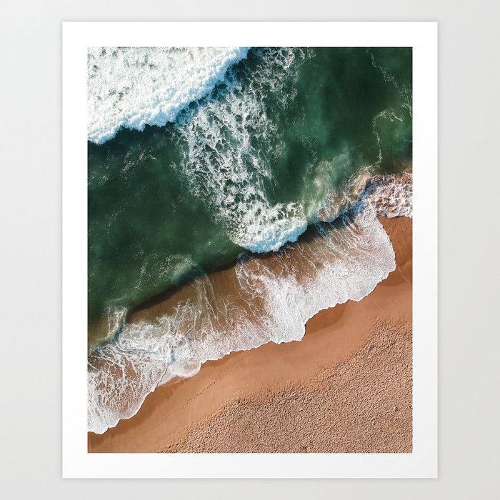 Beach vibes | Atlantic Ocean Waves | Drone Travel Nature Photography Portugal Art Print