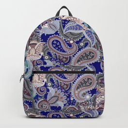 Vintage Blue Floral Paisley Pattern Backpack