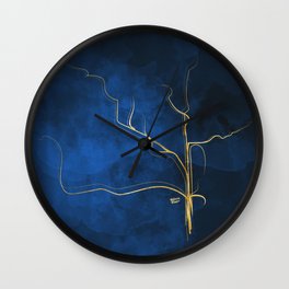 Kintsugi Electric Blue #blue #gold #kintsugi #japan #marble #watercolor #abstract Wall Clock