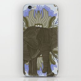 Majestic African elephant on brown and purple patterned background iPhone Skin