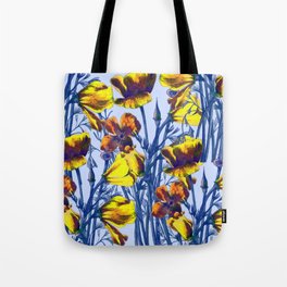 Blue & Yellow Floral Pattern Tote Bag