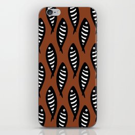 Abstract black and white fish pattern Brown iPhone Skin