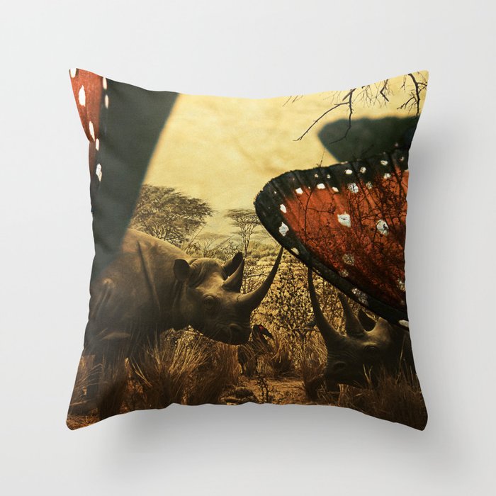 Diorama :: Rhinos Throw Pillow