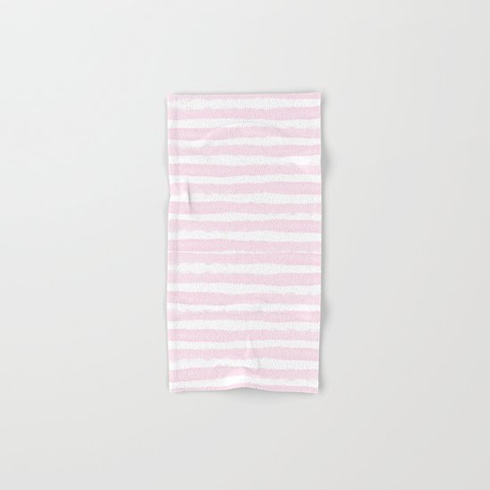 Pink handpainted stripes on clear white Hand & Bath Towel