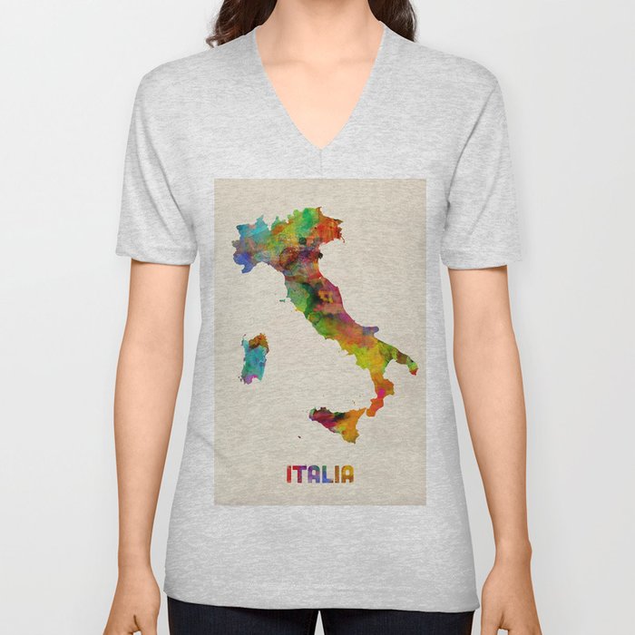 Italy Watercolor Map, Italia V Neck T Shirt