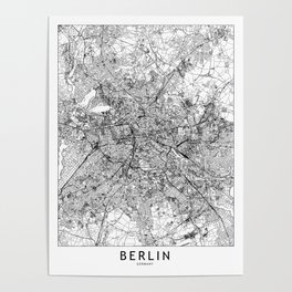 Berlin White Map Poster