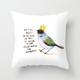trash bird self affirmations Throw Pillow