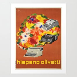 old placard hispano olivetti ecrire Art Print | Graphicdesign, Olivetti, Digital, 36868, Poster, Switzerland, Affiche, Svizerra, Typography, Vintage 