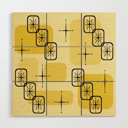 Mid Century Modern Sputnik Cards Yellow Wood Wall Art
