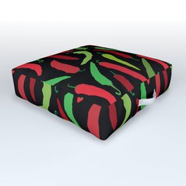 New Mexico Christmas Hatch Chiles in Black Outdoor Floor Cushion | Redpeppers, Spices, Chiles, Christmas, Chile, Taos, Food, Graphicdesign, Greenpeppers, Hatchchiles 