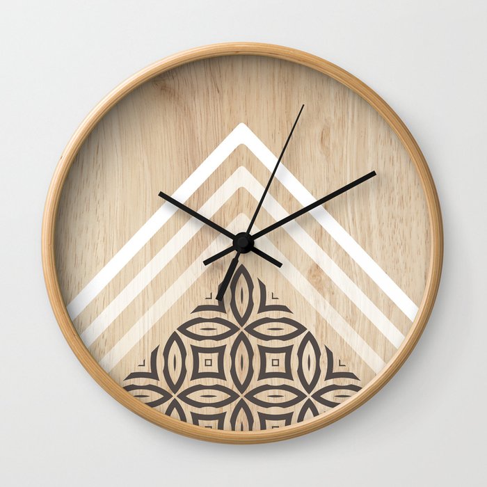 Wood + Geometric with Pattern Wall Clock