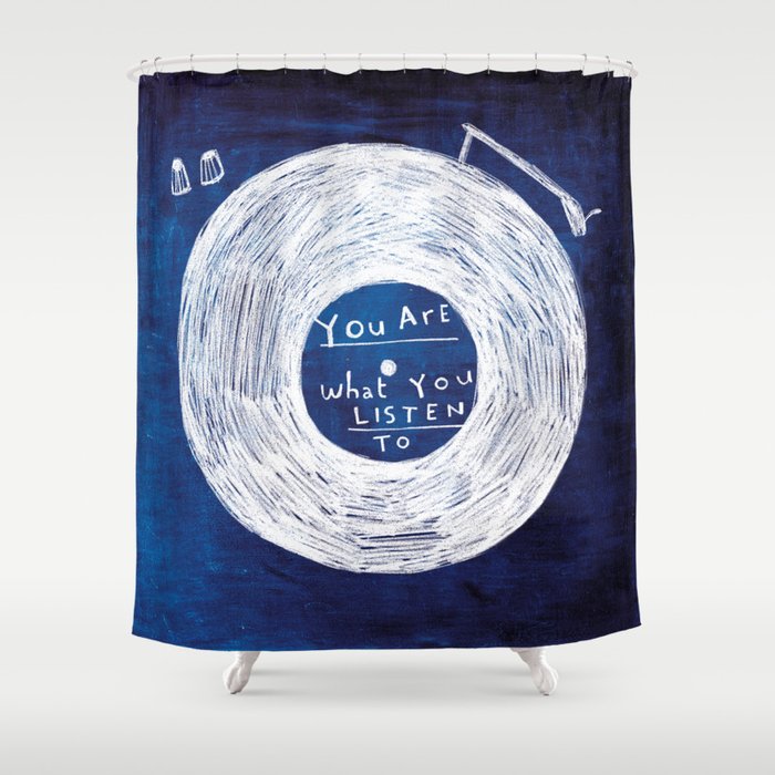 you are what you listen to, BLUE Shower Curtain
