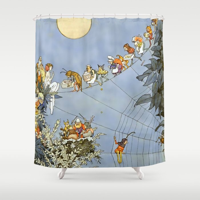 “The Fairy’s Birthday” Illustration by W Heath Robinson Shower Curtain