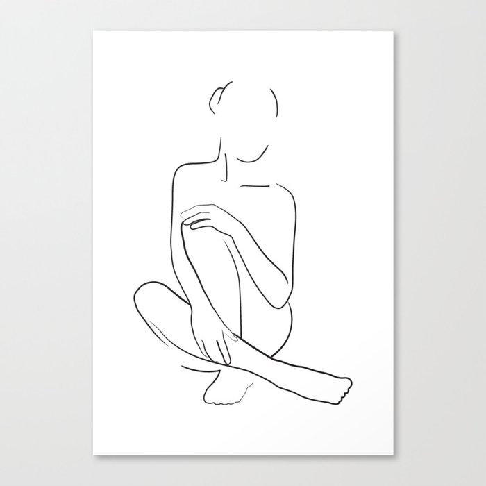 Woman body pose line art Canvas Print