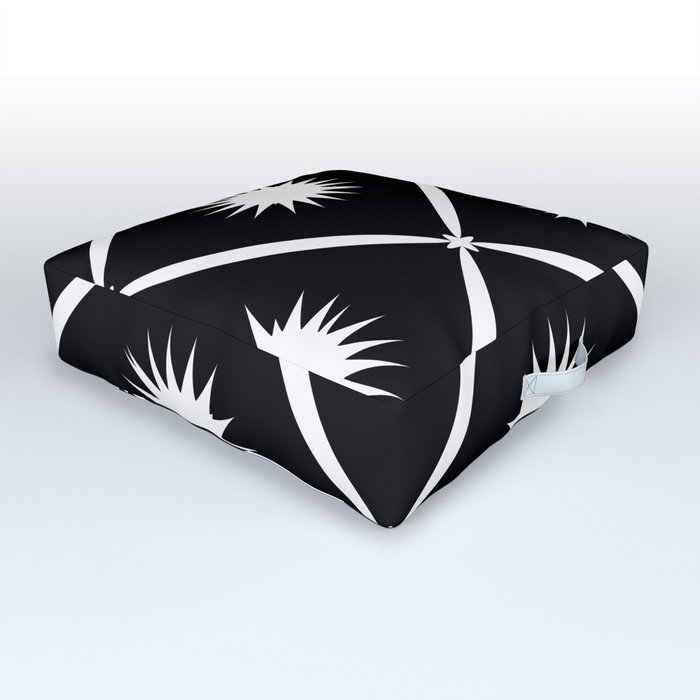 Black and White Sun Outdoor Floor Cushion