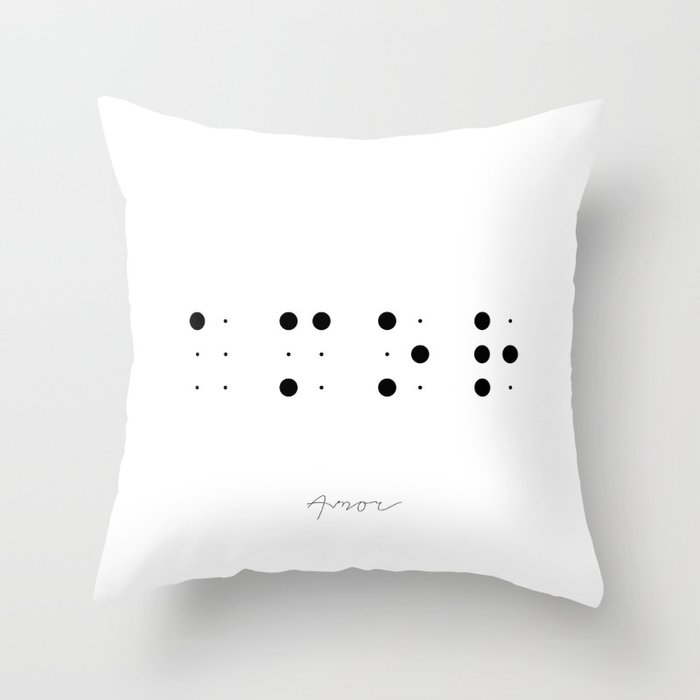 Amor en Braille Throw Pillow
