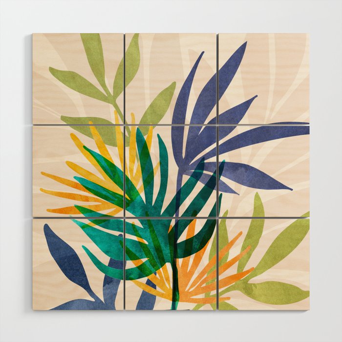 Tropical Plant Collage Wood Wall Art