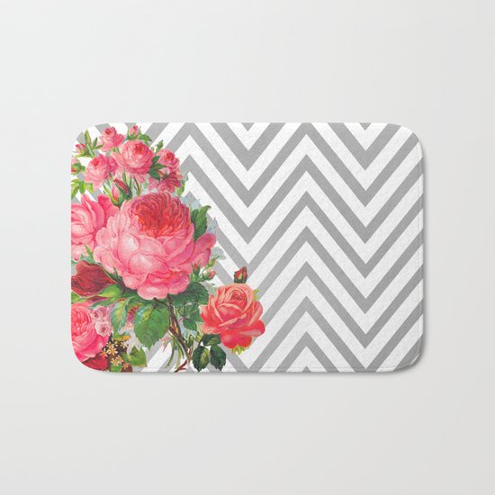 FLORAL CHEVRON Bath Mat
