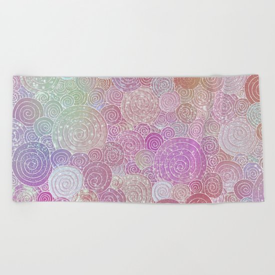 Abstract pink rosegold glamour glitter circles for ladies on #Society6 Beach Towel