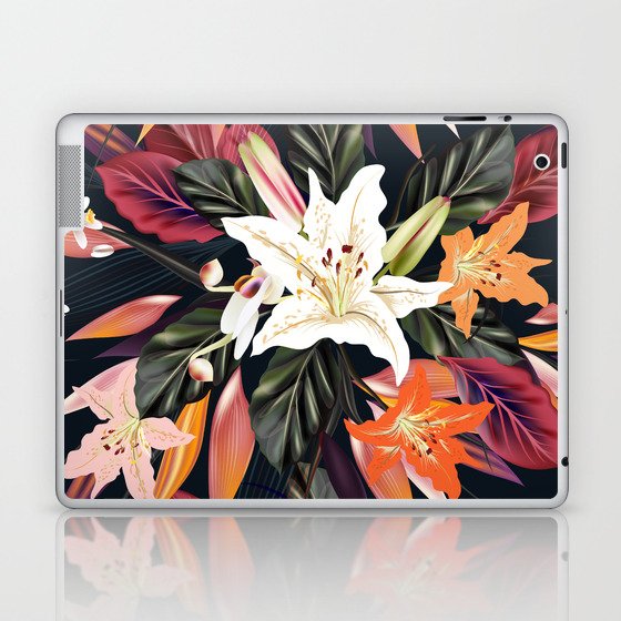 New luxury floral art : Black Laptop & iPad Skin