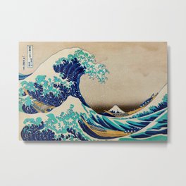 The Great Wave off Kanagawa; Japan Kantō region of Honshu nautical landscape painting by Katsushika Hokusai Metal Print