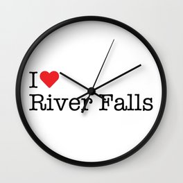 I Heart River Falls, WI Wall Clock