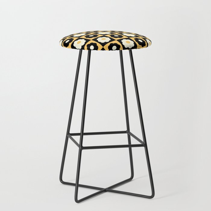 Blossoms & Buttercups - Inverted Colors Checkerboard  Bar Stool
