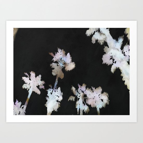 Tropical Palms On Black Background Art Print