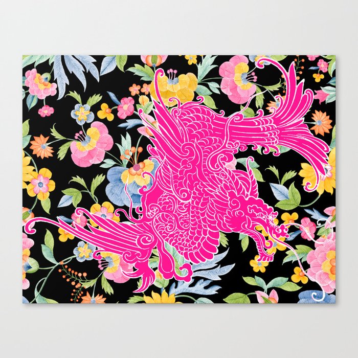 Fierce Asian Dragon Pink Canvas Print