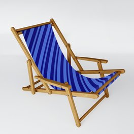 [ Thumbnail: Royal Blue & Blue Colored Lined/Striped Pattern Sling Chair ]