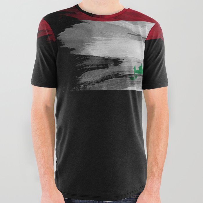 Iraq flag brush stroke, national flag All Over Graphic Tee