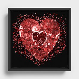 Shattered Red Disco Heart Framed Canvas