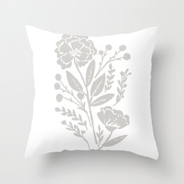 Grey Bouquet Throw Pillow
